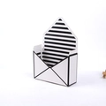 Minimalist white envelope flower gift box with black trim and stripe interior - Black White Stripe / 20x7x29.5CM