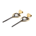 Orecchini pendenti a cuore in contrasto oro e nero con ciondolo a barra geometrica - Oro e Nero (KE88422-KFC)