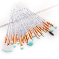 20-teiliges Make-up Pinselset mit blauem Farbverlauf und Glitzergriffen im Detail - Transparent Glitzer