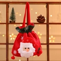 Roter Weihnachtsbeutel mit Kordelzug, 3D-Weihnachtsmann und Schneeflocken-Dekor - Schneeflocke Flanell Weihnachtsmann