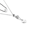 Silver love heart necklace with engraved pendant and round pearl detail - Number 1 (KN90749-Z)