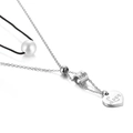 Silver necklace with love heart pendant, number 4 charm, and white pearl accent - Number 4 Style (KN90752-Z)