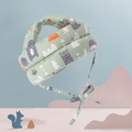 Green infant safety helmet with forest animal prints and secure chin straps - Green Forest