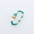 Close-up of a gold and turquoise enamel spiral carabiner clasp for DIY jewelry - DM248-7 Oval Green
