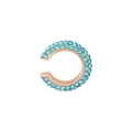 Macro view of C-shape rose gold ear cuff with pavé-set light blue crystals for non-pierced ears - Single Piece / Sky Blue