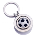 Klassischer silberner Fußball-Schlüsselanhänger mit schwarz-weißem Muster im Metallring - Rotierender Fußball
