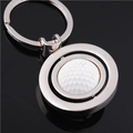 Rotating golf ball keychain with silver metal rings and white miniature golf ball - Rotating Golf Ball