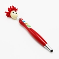 Cartoon mop topper pen with red plush hair and red barrel for touch screen use - Red