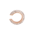 Detail view of rose gold C-shaped ear cuff with multi-row pave-set crystals - Single Piece / White