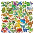 Pack de 50 pegatinas de dinosaurios coloridos para maletas portátiles y monopatines - Estilo Clásico A / 50 hojas