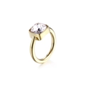 Anello in acciaio al titanio dorato con una pietra di zirconia rosa a taglio quadrato - US 6