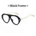 Occhiali anti luce blu stile pilota retrò con montatura nera e stanghette dorate - Montatura Nera