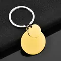 Porte-clés double pendentif rond en acier inoxydable doré brillant au style minimaliste - Doré / F-ysq004