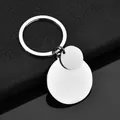 Porte-clés double cercle en acier inoxydable poli sur cuir noir texturé - Couleur Acier / F-ysq004
