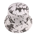 Detalle de sombrero de pescador de algodón tie-dye jaspeado con costuras en el borde - 58cm / Tie-dye Blanco