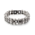Bracciale da uomo in acciaio inossidabile a catena di motocicletta con inserti in corda - Stile Motocicletta Argento (KB123288-KFC)