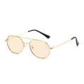Men's polarized sunglasses with gold metal polygon frame and champagne lenses - Gold Frame Champagne Lens