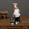 European chef figurine with metal barrel holder and checkered base for home kitchen decor - Pushing Bucket Chef
