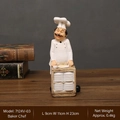 European chef figurine holding a trolley with plates, resin decor, 23cm height - Pastry Chef