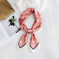 Pink silk scarf with white polka dots and contrast border in a bow style - Pink Polka Dot