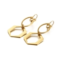 Elegantes pendientes colgantes geométricos dorados con diseño hexagonal minimalista - Colgante Geométrico Hexagonal (KE87668-KFC) / Dorado