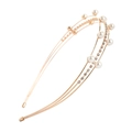 Elegant gold headband with double-layered pearl and sparkling rhinestone design - Rose Gold with Double Sided Pearls (C9320)