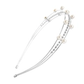 Elegant silver hairband with triple rows of pearls and sparkling rhinestones for women - Silver with Double Sided Pearls (C9319)