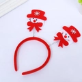 Christmas headband with two cute snowmen on silver springs and a red fabric base - Snowman
