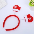 Christmas headband with red snowflake gloves on springs for adults and kids - Standard Mittens
