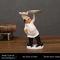 Retro resin chef figurine holding a silver tray for kitchen and restaurant decor - Tray Chef