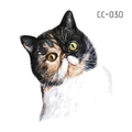 Cute calico cat temporary tattoo sticker CC-030 with yellow eyes and cartoon style - Tortoiseshell Cat Head (CC-030)