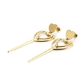 Orecchini a cuore dorati con doppio cuore cavo e sottile barra di metallo in stile minimal - Oro (KE88421-KFC)