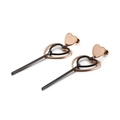 Orecchini pendenti lunghi a cuore in oro rosa e nero in acciaio inox lucidato - Oro Rosa e Nero (KE88419-KFC)