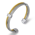 Three-layer steel cable braided bracelet in gold and silver finish for men and women - Gold with Silver Accent