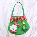 Green felt Christmas gift bag featuring a plush polar bear and sequin tree design - Striped Flannel Bear