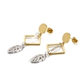 Eleganti orecchini pendenti a foglia in oro e argento con design geometrico moderno - Oro e Argento