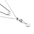 Double-layer necklace featuring white pearl, silver chain, and Love heart pendant - Number 3 Style (KN90751-Z)