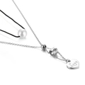 Silver layered heart necklace with Love engraving, faux pearls and number 9 pendant - Number 9 (KN90757-Z)