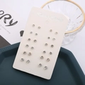 12 pairs set of classic round zircon stud earrings in gold and silver finish with display card - 12 Pairs Mixed Gold and Silver Set / Gold and Silver Claws