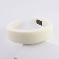 Fashionable milk silk sponge headband in cream white with minimalist handmade label - Off White