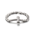 Vintage stainless steel Byzantine chain bracelet for men with a cross pendant - Silver Byzantine Chain Cross Style(KB124341-KFC)
