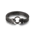 Men's double-layer fish scale chain bracelet in vintage gunmetal finish with spring clasp - Vintage Gun Black Heavy Braided Style (KB127650-KFC)