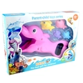 Set giocattoli da bagno con pinza squalo rosa e piccoli pesci nella confezione - Pinza Delfino