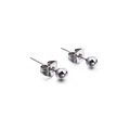 Klassische silberfarbene Ohrstecker aus massivem Edelstahl mit Kugel und Verschluss - Massiv 4mm