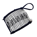 Banana hair clip with blue woven fabric and pearl accent for stylish hairstyling - 20 Teeth / Navy Blue