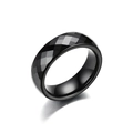 Polished black faceted ceramic ring with geometric diamond cut surface and comfort fit inner band - US 5 / Black