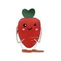 Mini borsa a tracolla per bambini a forma di carota in pelle rossa con viso a cartone animato - Rosso