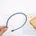 Elegant thin blue headband encrusted with sparkling rhinestones for women - Light Blue
