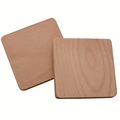 Set of two square wooden coasters with rounded corners made of natural beech wood - Beech Wood Square Flat 8.8cm