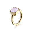 Minimalist gold titanium steel ring featuring a square pink zircon gemstone inlay - US 9 / Pink (KR82557-K)